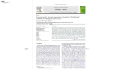 Behavioral studies, molecular approaches, and modeling: Methodological contributions to biological control success
